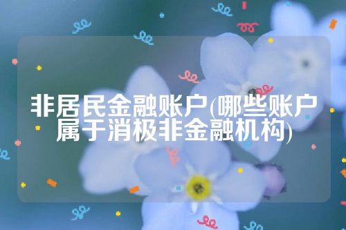 非居民金融账户(哪些账户属于消极非金融机构)