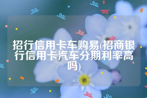 招行信用卡车购易(招商银行信用卡汽车分期利率高吗)