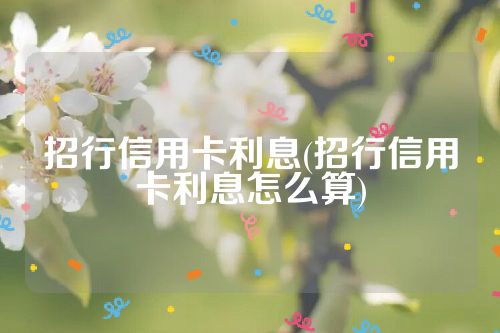 招行信用卡利息(招行信用卡利息怎么算)