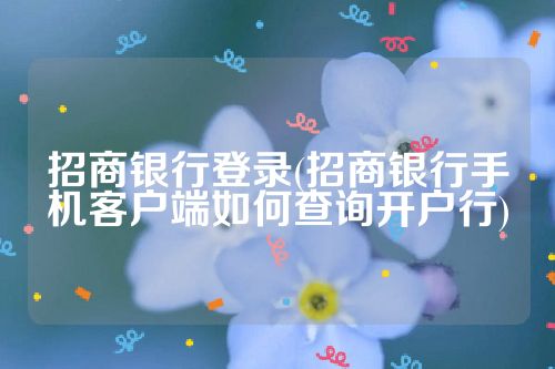 招商银行登录(招商银行手机客户端如何查询开户行)