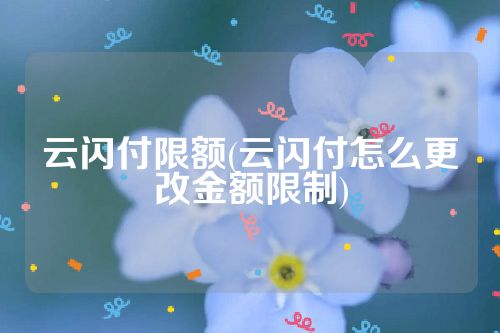 云闪付限额(云闪付怎么更改金额限制)