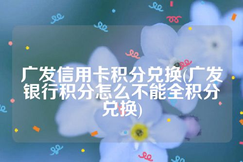 广发信用卡积分兑换(广发银行积分怎么不能全积分兑换)