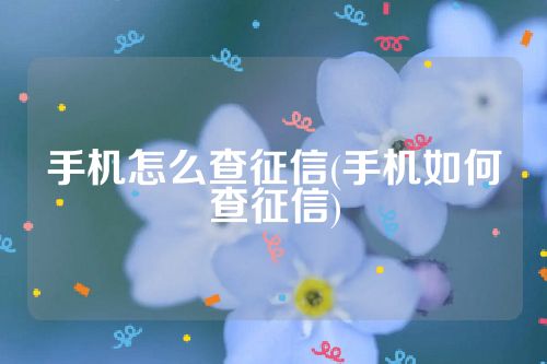 手机怎么查征信(手机如何查征信)