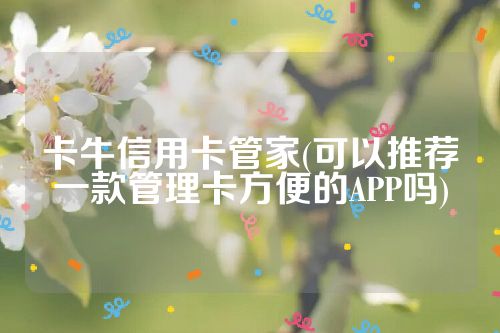 卡牛信用卡管家(可以推荐一款管理卡方便的APP吗)