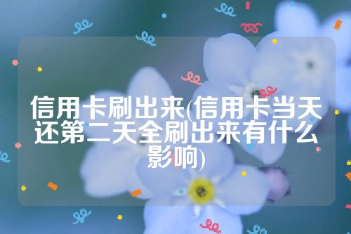 信用卡刷出来(信用卡当天还第二天全刷出来有什么影响)