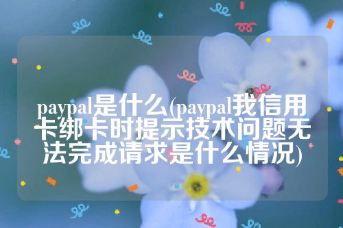 paypal是什么(paypal我信用卡绑卡时提示技术问题无法完成请求是什么情况)