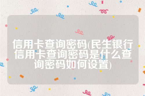 信用卡查询密码(民生银行信用卡查询密码是什么查询密码如何设置)