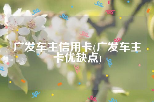 广发车主信用卡(广发车主卡优缺点)