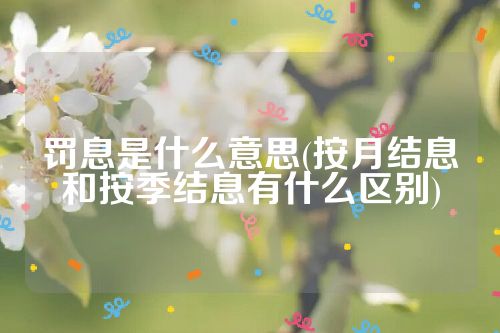 罚息是什么意思(按月结息和按季结息有什么区别)