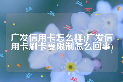 广发信用卡怎么样(广发信用卡刷卡受限制怎么回事)