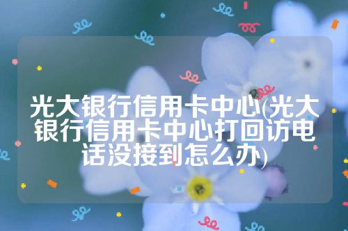 光大银行信用卡中心(光大银行信用卡中心打回访电话没接到怎么办)