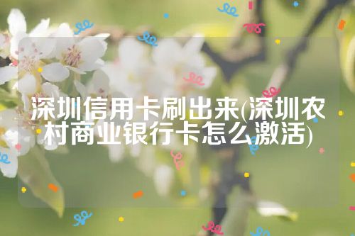 深圳信用卡刷出来(深圳农村商业银行卡怎么激活)